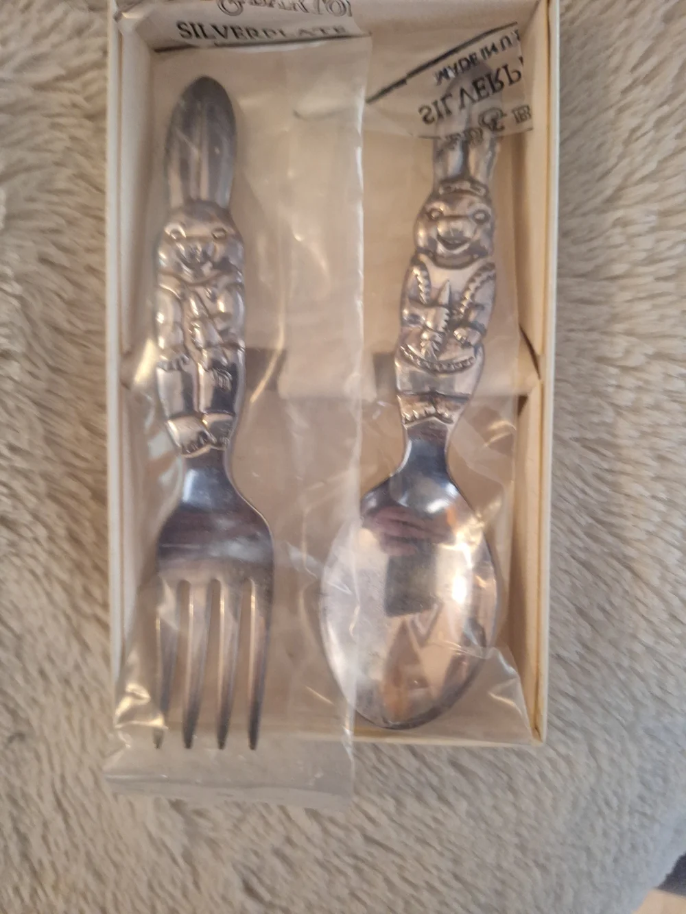 Reed & Barton Silverplated Bunny Children's Fork and Spoon Set